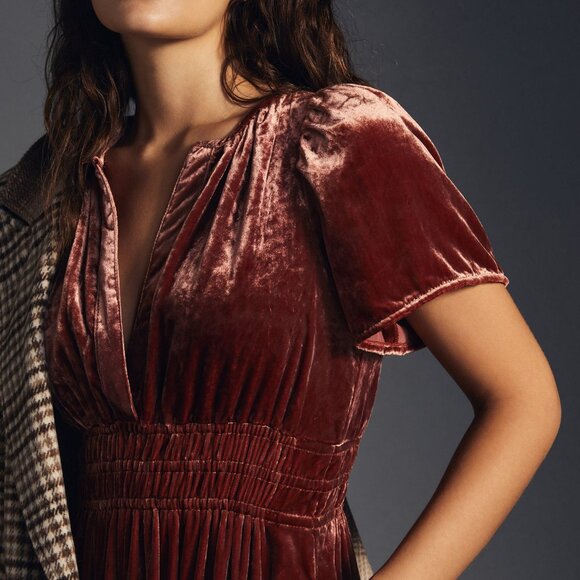 Anthropologie Velvet Somerset Maxi Dress Raspberry - Picture 2 of 6